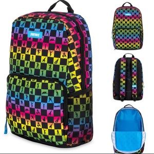 Fortnight rainbow checkerboard backpack